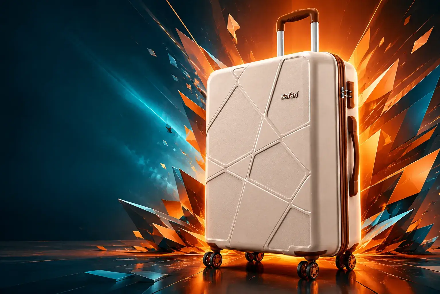 1 Futuristic safari suitcase with dynamic fragments