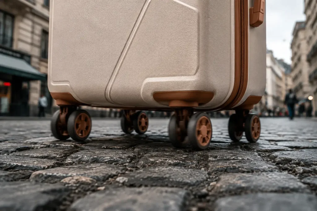 5 Rolling suitcase on cobblestone street Best Safari Pentagon Pro 8 Wheels Trolley Bag