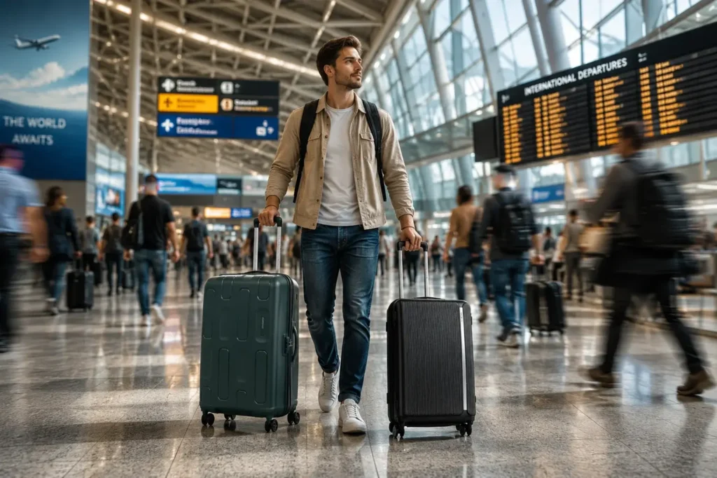Samsonite vs American Tourister Busy airport terminal in motion