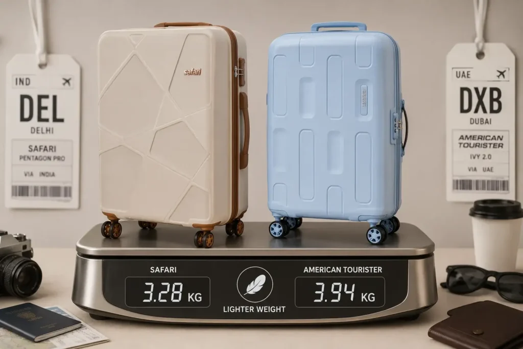 Safari vs American Tourister Which is Better Durability Luggage weight comparison at the airport