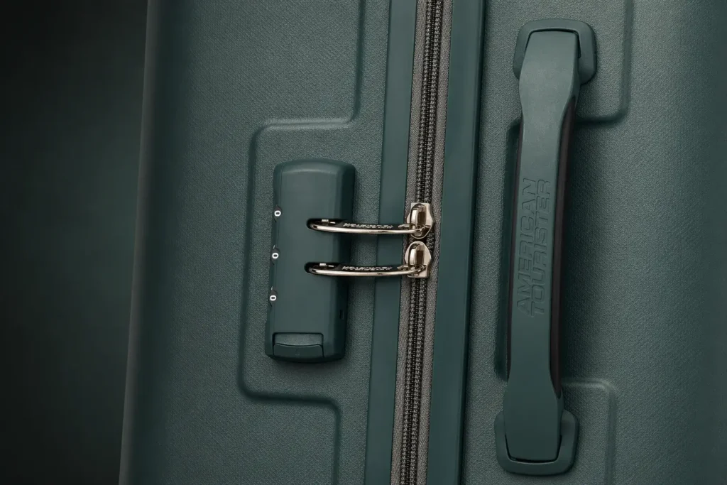 Textured suitcase close-up with details