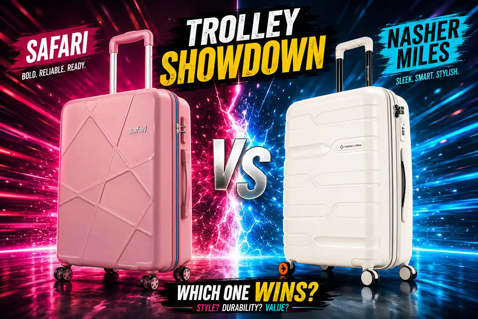 1 Nasher Miles vs Safari Trolley Bag