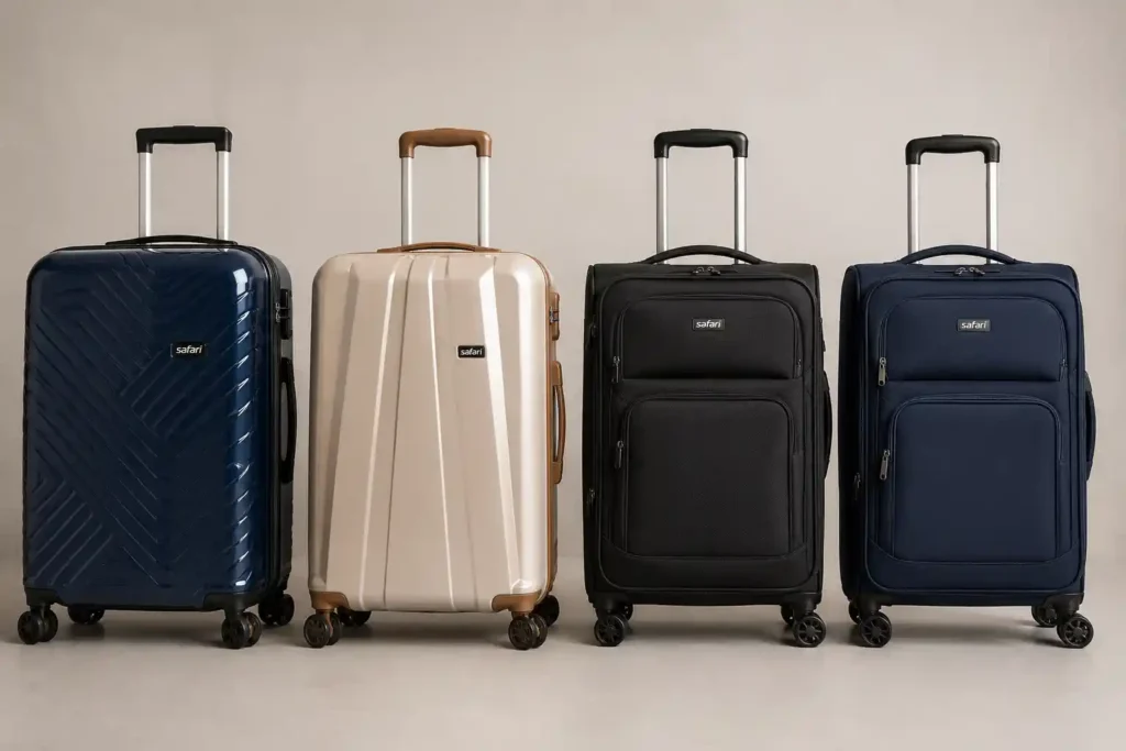 10 Four Safari Suitcases in a Studio Row