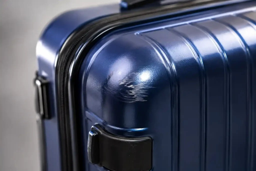 3 Blue Suitcase Corner with Scuff Detail