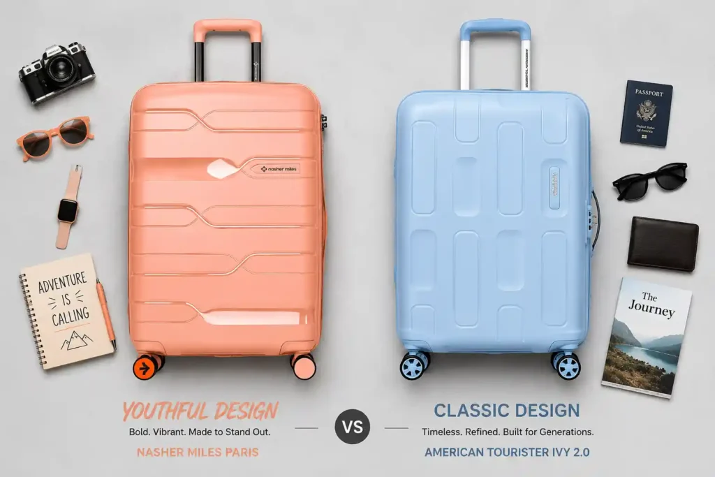 3 Suitcase showdown modern vs classic Nasher Miles vs American Tourister