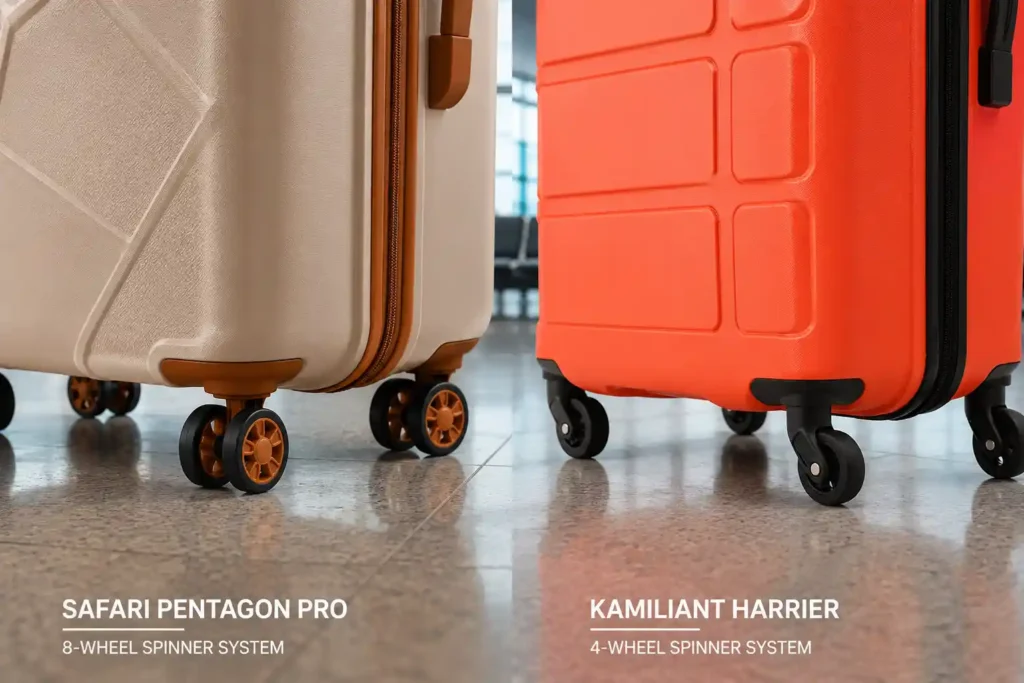 5 Side-by-side suitcase wheel comparison