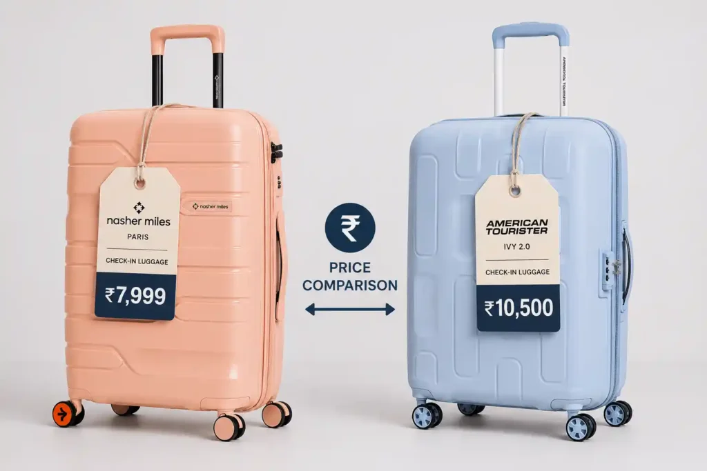 8 Suitcase price comparison Nasher Miles vs. American Tourister