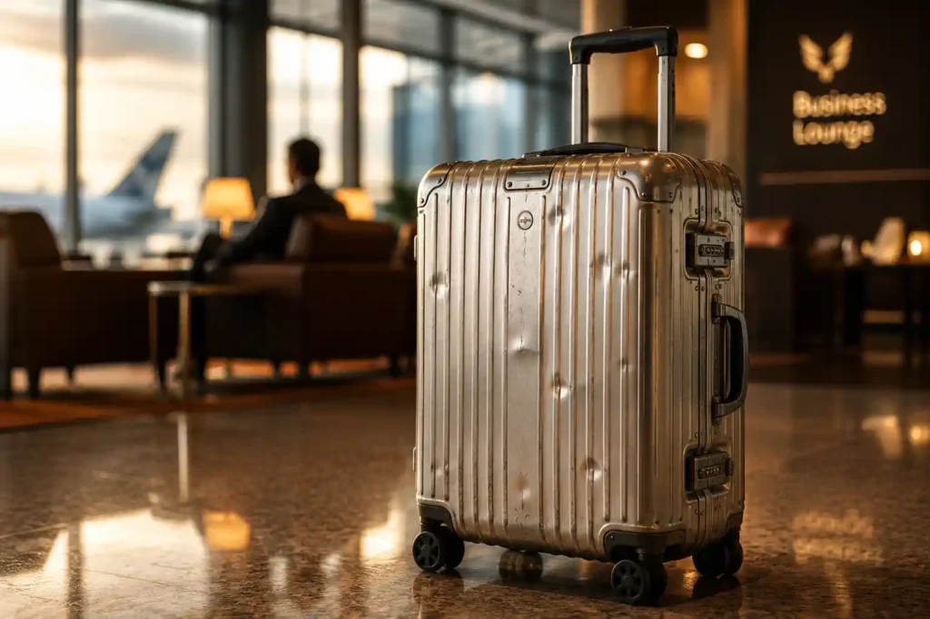 13 Polished Suitcase in a Business Lounge