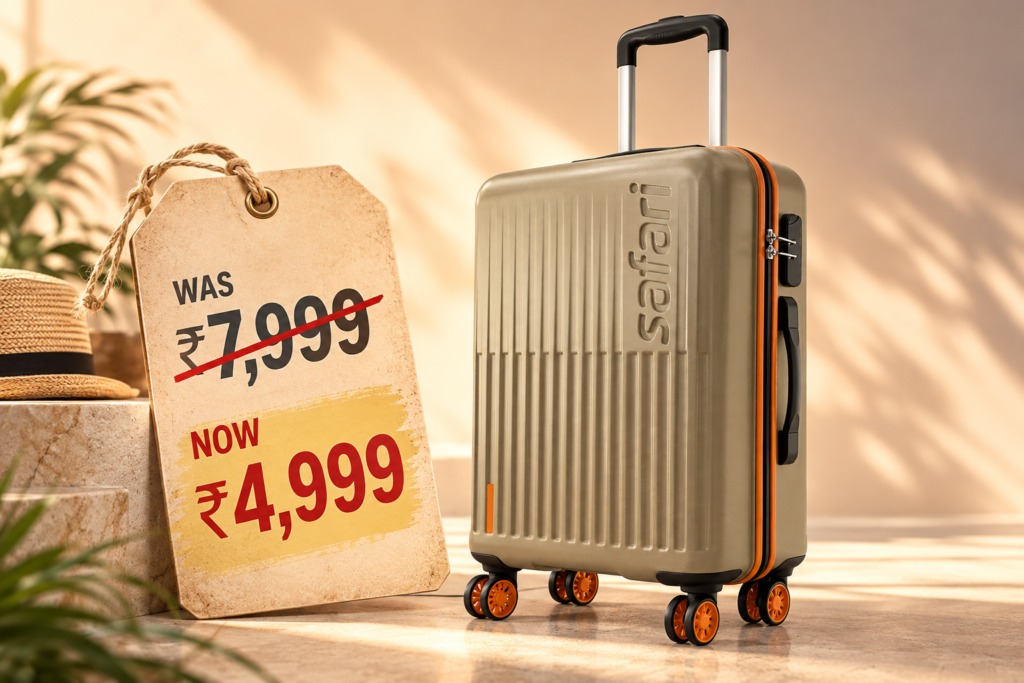14 Warm Safari Suitcase Sale Display