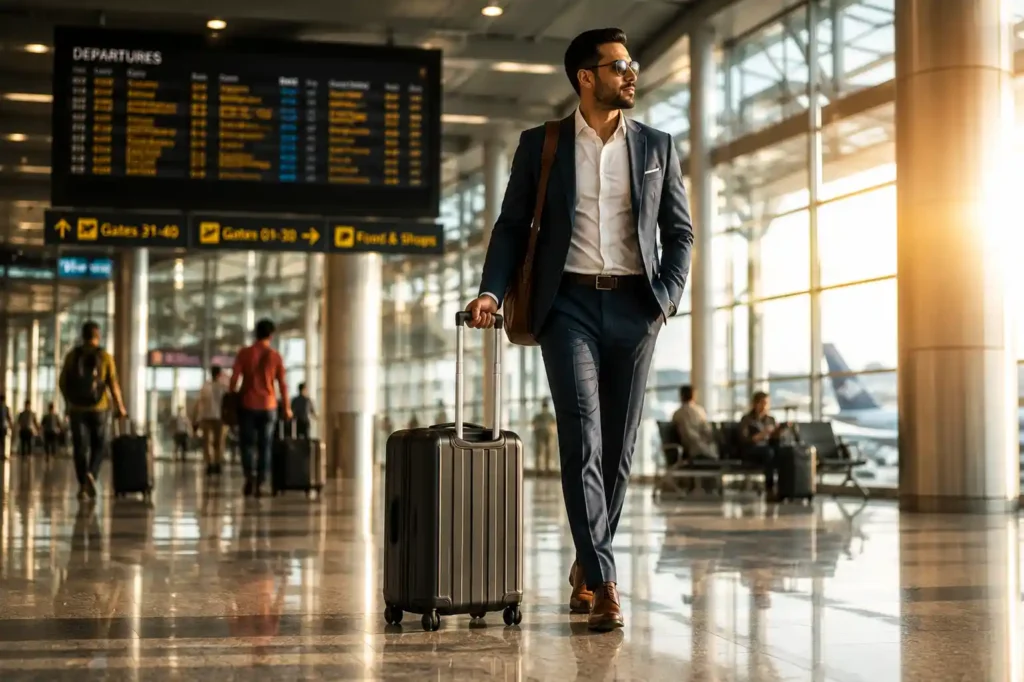 16 Stylish Business Traveler at Departures