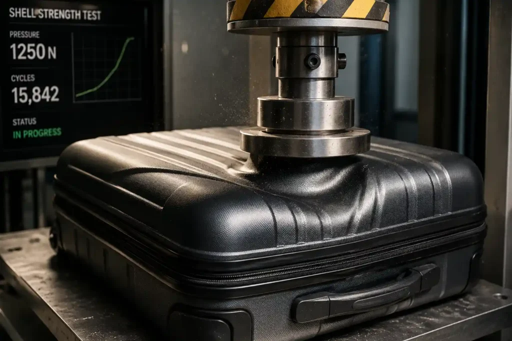 3 Suitcase Durability Compression Test
