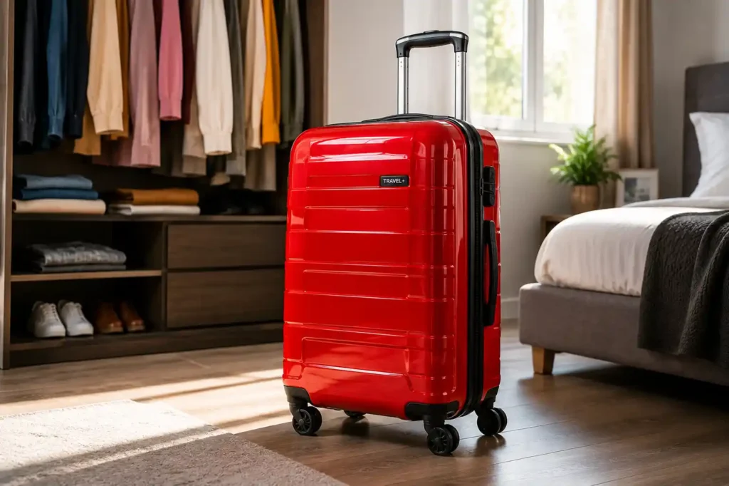 4 red ABS hard-shell suitcase