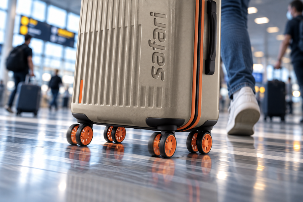 8 Safari Suitcase in Motion Safari Astra Neo 8 Wheels 66cm Medium Size Check-in Trolley Bag