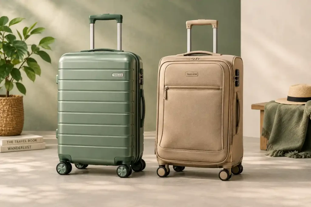 6 Sage and Beige Travelgear Suitcases